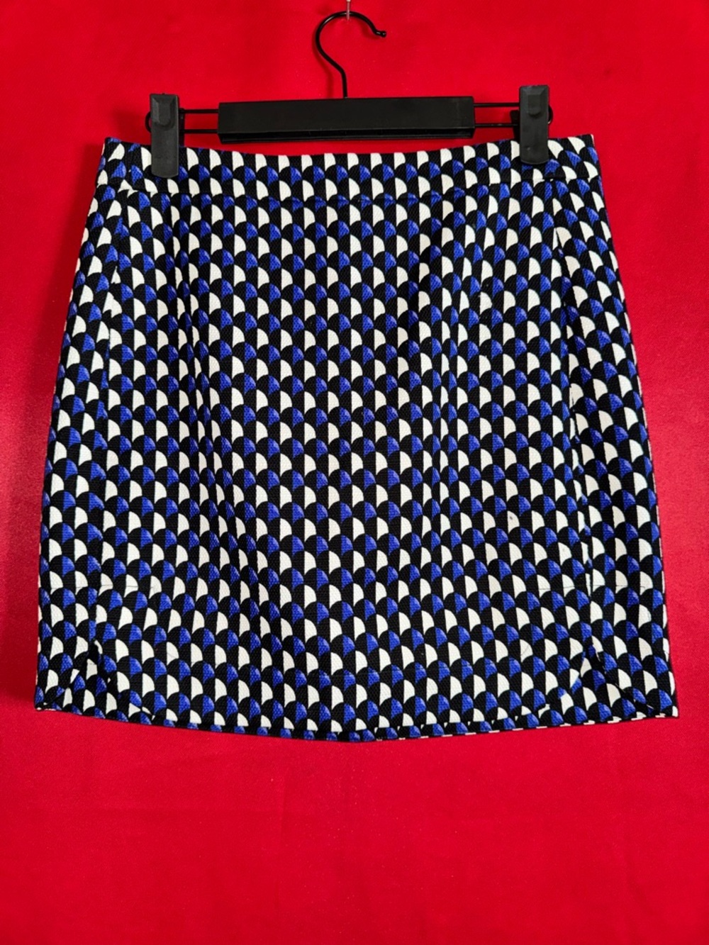 #401-J Crew Geometric Blue/White/Black Mini Skirt Very Comfortable Size 0